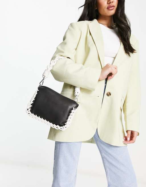 ASOS DESIGN - Sort crossbody-taske med flettet hank foroven og aftagelig crossbody-rem 