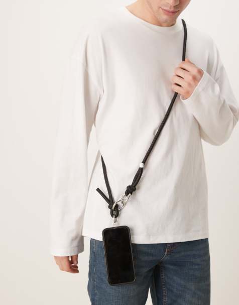 ASOS DESIGN - Sort crossbody-telefonholder i snor - view 1