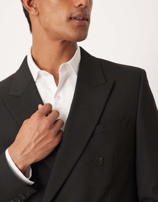 ASOS DESIGN - Sort dobbeltradet habitjakke i regular fit, 5 af 5