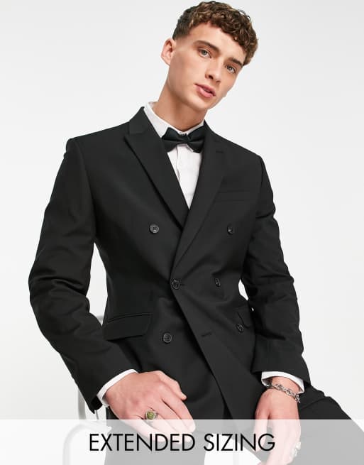 ASOS DESIGN - Sort dobbeltradet slim-habitjakke