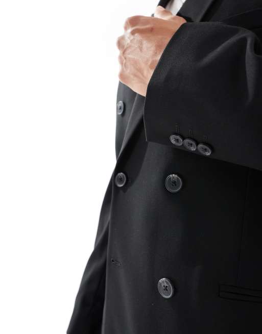ASOS DESIGN - Sort dobbeltradet slim-habitjakke, 3 af 5