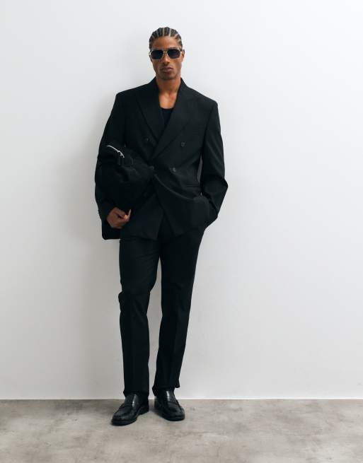 ASOS DESIGN - Sort dobbeltradet slim-habitjakke, 2 af 5