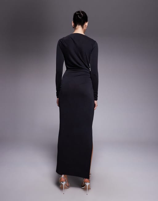 ASOS DESIGN - Sort draperet maxikjole i modaljersey, 2 af 4