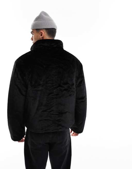 ASOS DESIGN - Sort dynejakke i imiteret pels, 3 af 4
