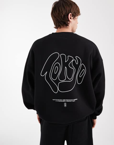ASOS DESIGN - Sort ekstremt oversized overdel med rund hals og bygrafik - Del af sæt - view 1