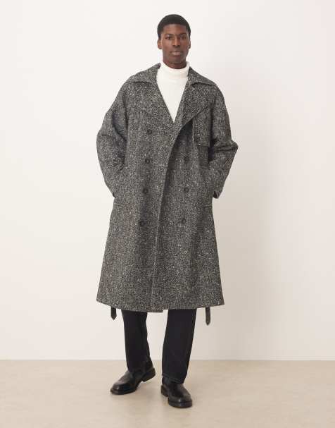 ASOS DESIGN - Sort ekstremt oversized overfrakke i uldlook - view 1