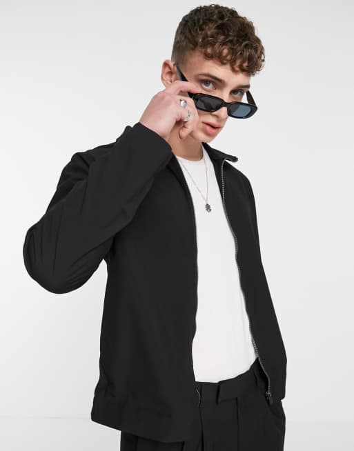 ASOS DESIGN - Sort elegant træningsjakke - Del af sæt