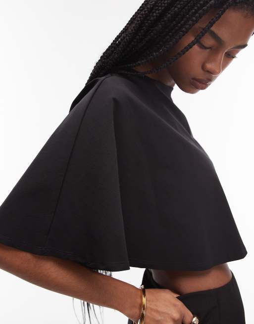 ASOS DESIGN - Sort enkel croptop med kappeoverlag, 3 af 4