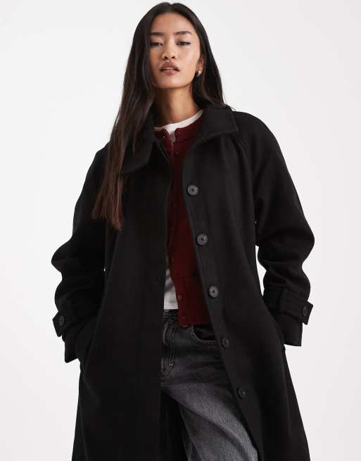 ASOS DESIGN - Sort formel longline-trenchcoat med ståkrave, 2 af 4