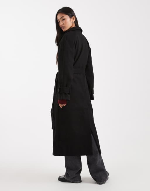ASOS DESIGN - Sort formel longline-trenchcoat med ståkrave, 3 af 4