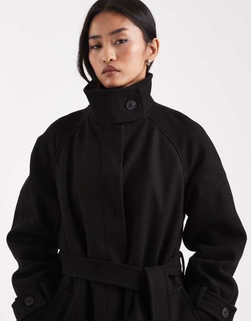 ASOS DESIGN - Sort formel longline-trenchcoat med ståkrave, 4 af 4