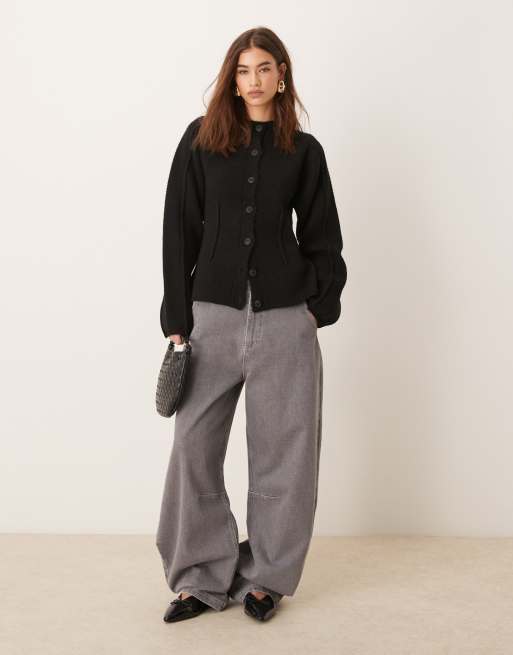 ASOS DESIGN - Sort formsyet cardigan med rund hals, 2 af 4
