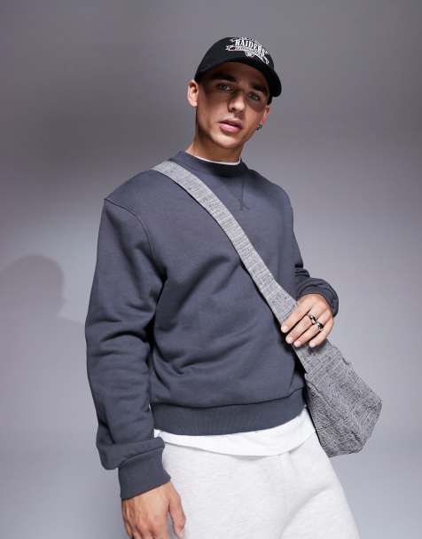ASOS DESIGN - Sort forvasket, premium, kraftig og cropped sweatshirt i firkantet snit 400gsm - view 1