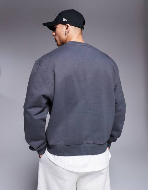 ASOS DESIGN - Sort forvasket, premium, kraftig og cropped sweatshirt i firkantet snit 400gsm, 4 af 4