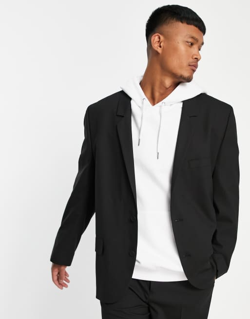 ASOS DESIGN - Sort habitjakke med power-skuldre