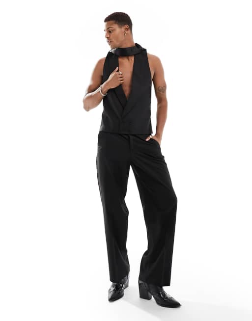 ASOS DESIGN - Sort habitvest med halterneck og tørklæde, 4 af 5