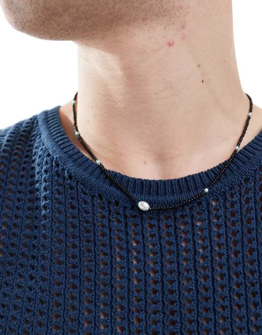 ASOS DESIGN - Sort halskæde med statement-perler