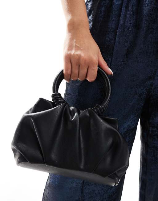 ASOS DESIGN - Sort håndtaske med rebhank og aftagelig crossbody-kæde
