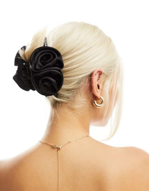 ASOS DESIGN - Sort hårklemme med corsage-detalje