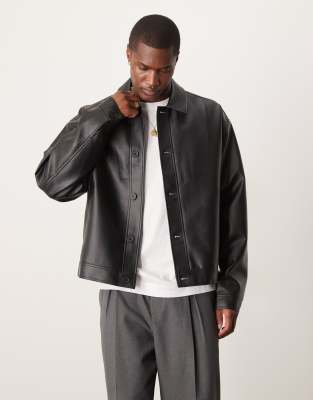 ASOS DESIGN - Sort Harrington-jakke i imiteret læder - view 1
