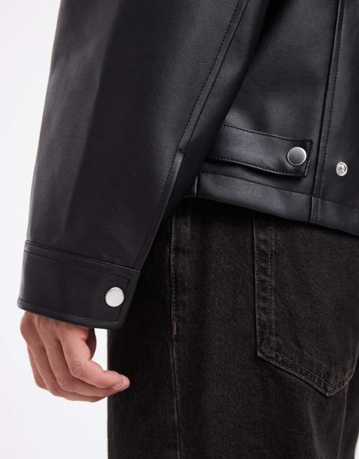 ASOS DESIGN - Sort Harrington-jakke i imiteret læder, 5 af 5