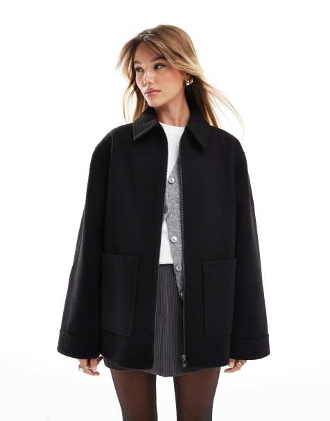 ASOS DESIGN - Sort Harrington-jakke med krave - view 1