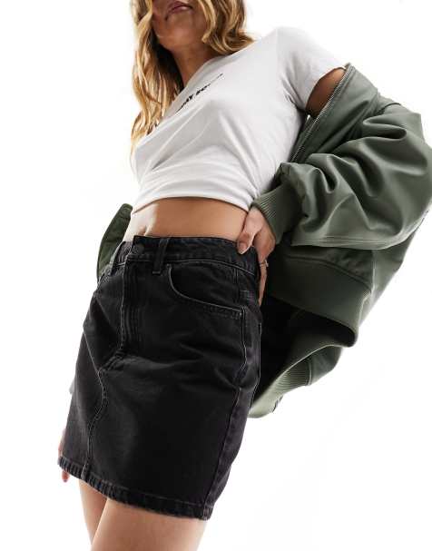 ASOS DESIGN - Sort højtaljet mininederdel i denim - view 1
