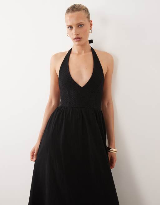 ASOS DESIGN - Sort hæklet midikjole med halterneck, 4 af 4