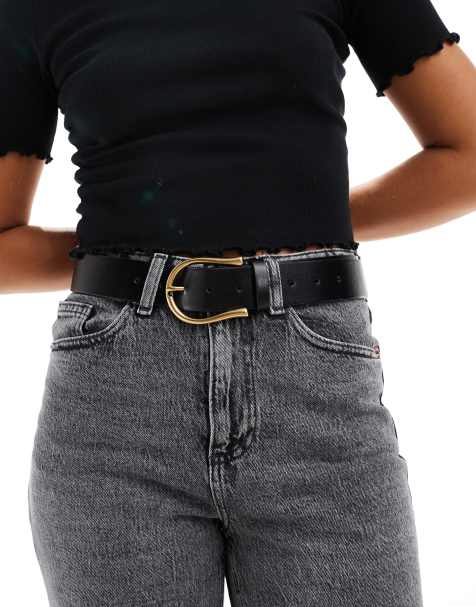 ASOS DESIGN - Sort hofte- og taljebælte til jeans med halvmåneformet spænde - view 1