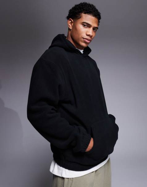 ASOS DESIGN - Sort hættetrøje i polar-fleece - view 1