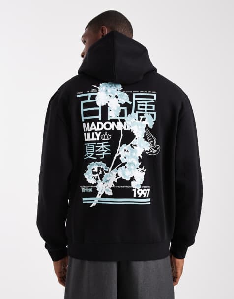 ASOS DESIGN - Sort hættetrøje med print på ryggen - view 1