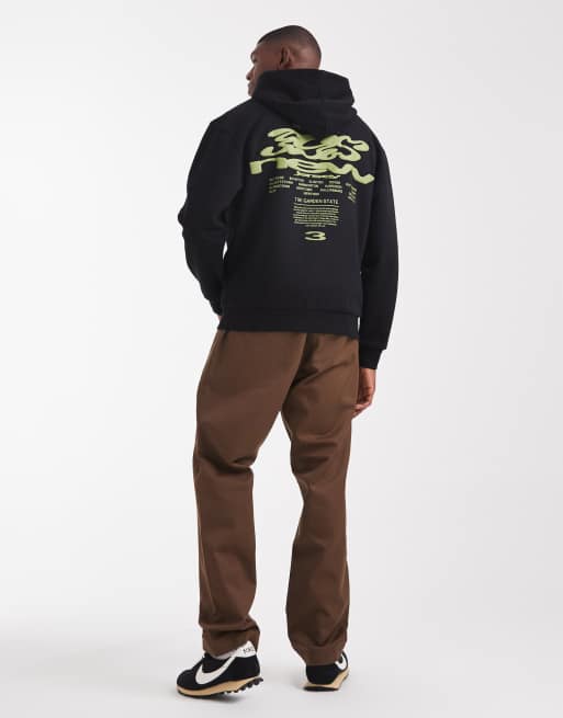 ASOS DESIGN - Sort hættetrøje med tekstprint og vasket effekt, 2 af 5