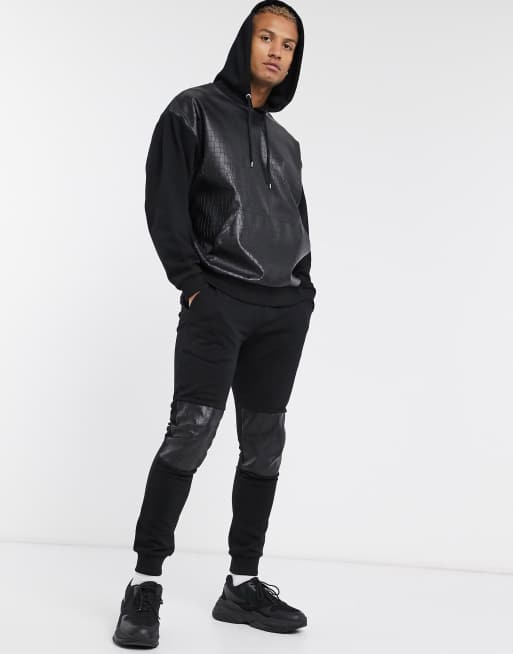 ASOS DESIGN — Sort joggingbukser i PU med ekstra smal pasform (del af sæt), 4 af 4