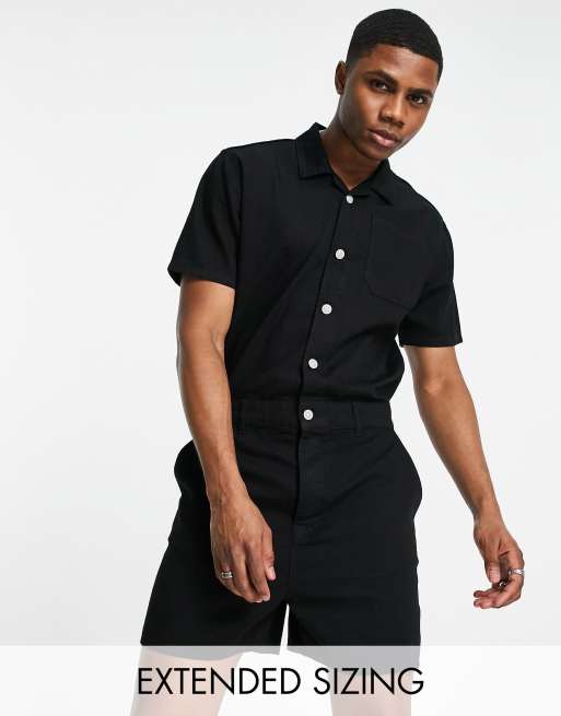 ASOS DESIGN - Sort kedeldragt med shorts i denim 