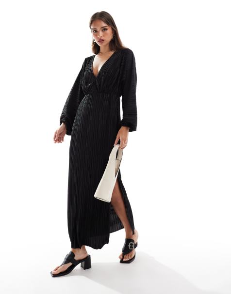 ASOS DESIGN - Sort kjole med plisseringer og blouson-ærmer - view 1