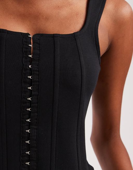 ASOS DESIGN - Sort korsettop med snørehuller foran, 2 af 4