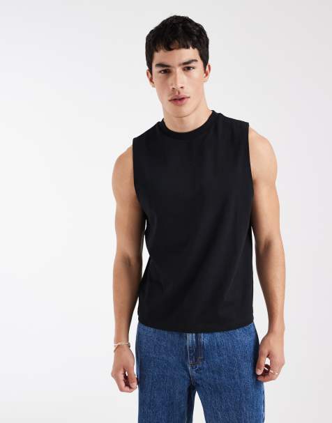 ASOS DESIGN - Sort kraftig oversized tanltop i firkantet pasform - view 1