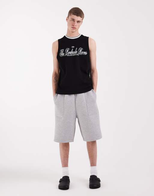 ASOS DESIGN - Sort kraftig tanktop med paneler på skuldrene, tekstur og grafisk print i regular fit, 3 af 5