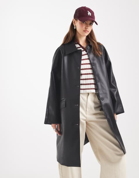ASOS DESIGN - Sort kørefrakke i læderlook - view 1