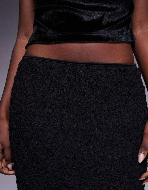 ASOS DESIGN - Sort lavtaljet maxinederdel i blondestof - Del af sæt, 3 af 5