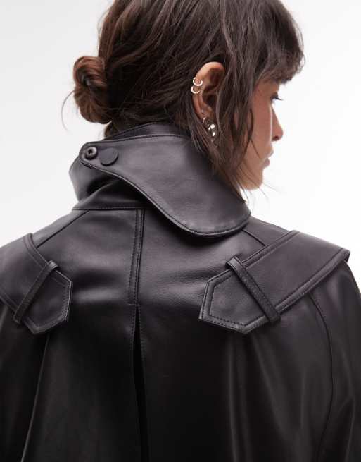 ASOS DESIGN - Sort læderjakke med dekonstrueret design, 5 af 5