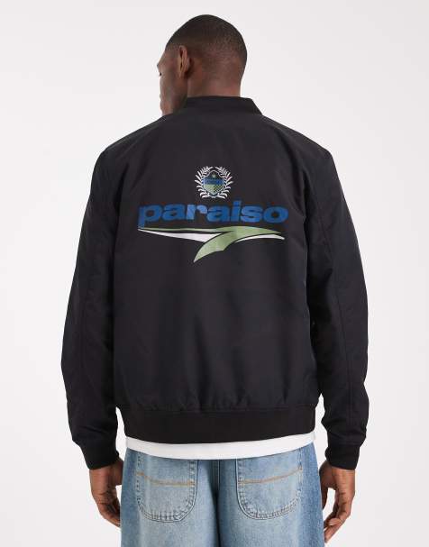 ASOS DESIGN - Sort let bomber-jakke med print - view 1