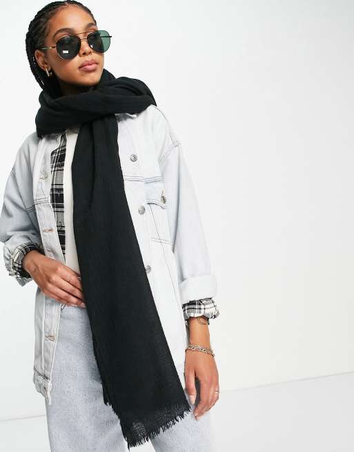 ASOS DESIGN - Sort let tørklæde i uldblanding