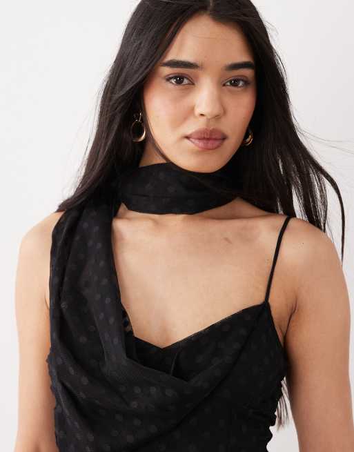 ASOS DESIGN - Sort maxikjole i mesh med halstørklæde-detalje, 3 af 4