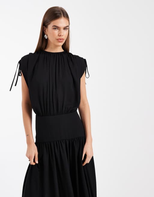 ASOS DESIGN - Sort maxikjole med blouson-ærmer og draperinger, 2 af 4