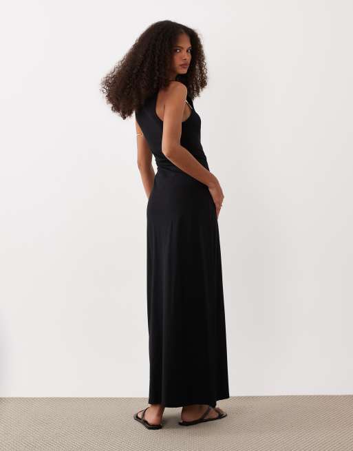 ASOS DESIGN - Sort maxikjole med dyb rund hals, 4 af 4