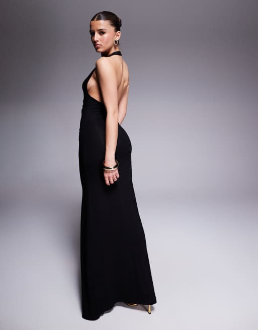 ASOS DESIGN - Sort maxikjole med halterneck og rynket snoet detalje, 2 af 4