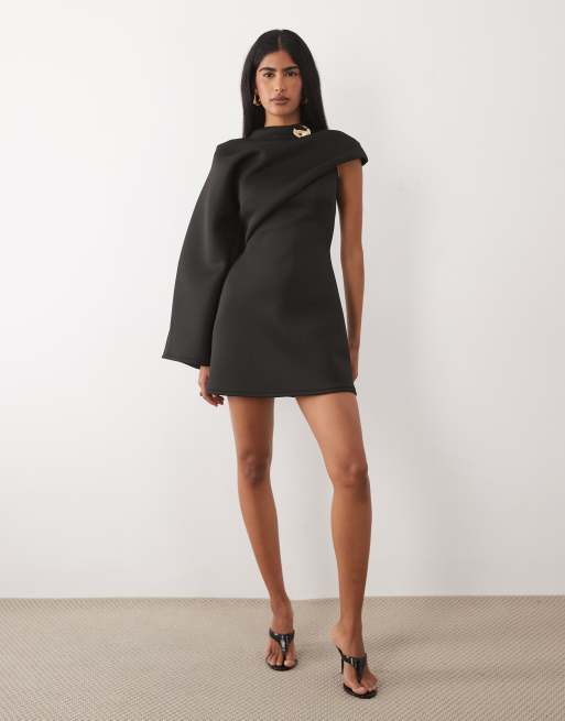 ASOS DESIGN - Sort maxikjole med kappeærmer og skulderdetalje i scubalignende stof, 2 af 4
