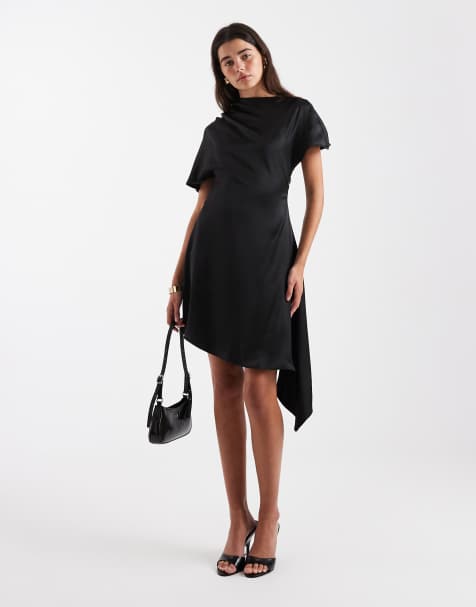 ASOS DESIGN - Sort maxikjole med slash-hals og draperet detalje - view 1