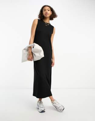 ASOS DESIGN - Sort maxikjole uden ærmer